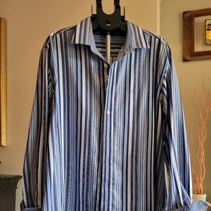 Men's Bugatchi Long Sleeve Shirt. XL. Shaped Fit.